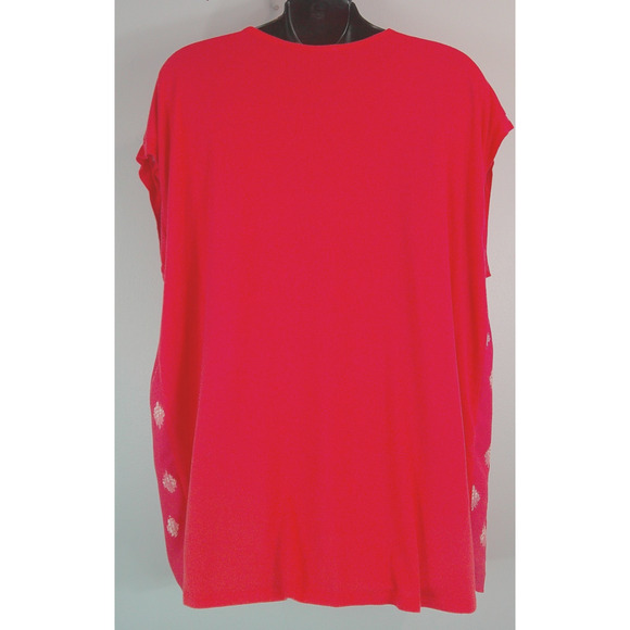 Paper Moon XXL Women's Short Sleeve Coral White V-neck Style PT9865-22 - Picture 4 of 8